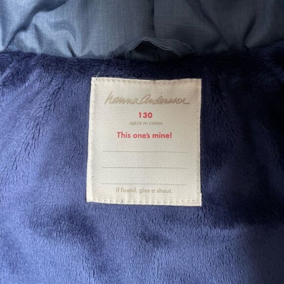 Hanna Andersson blue all wrapped up puffer style jacket size 130 size 8 - Picture 2 of 6